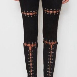 (Nude) lace up leggings size medium